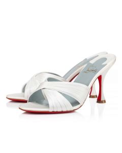 Christian Louboutin Mules Nicol Is Back 85 mm Off White/lining Blue Satin